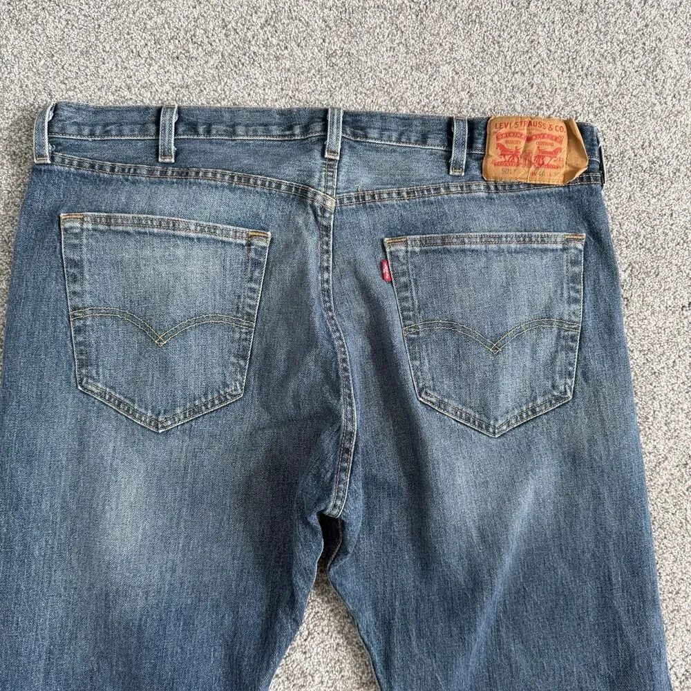 Levis 501 Original Fit Stretch Jeans Mens Blue Denim Button Fly Size 40x30